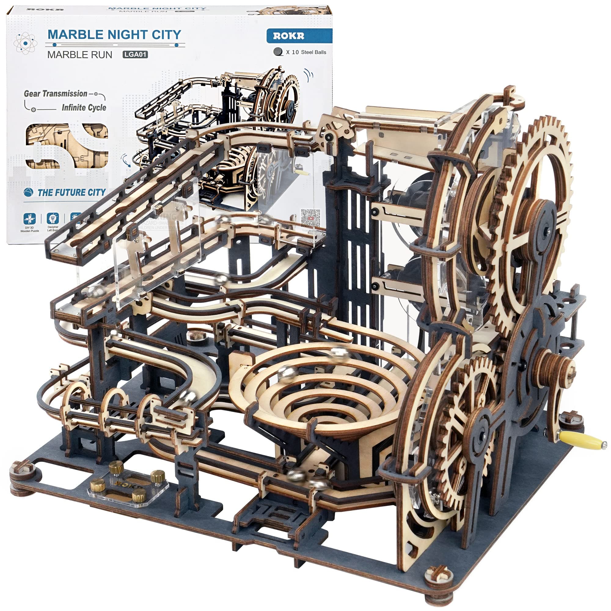 ROKR Marble Night City 3D Wooden Marble Run LGA01